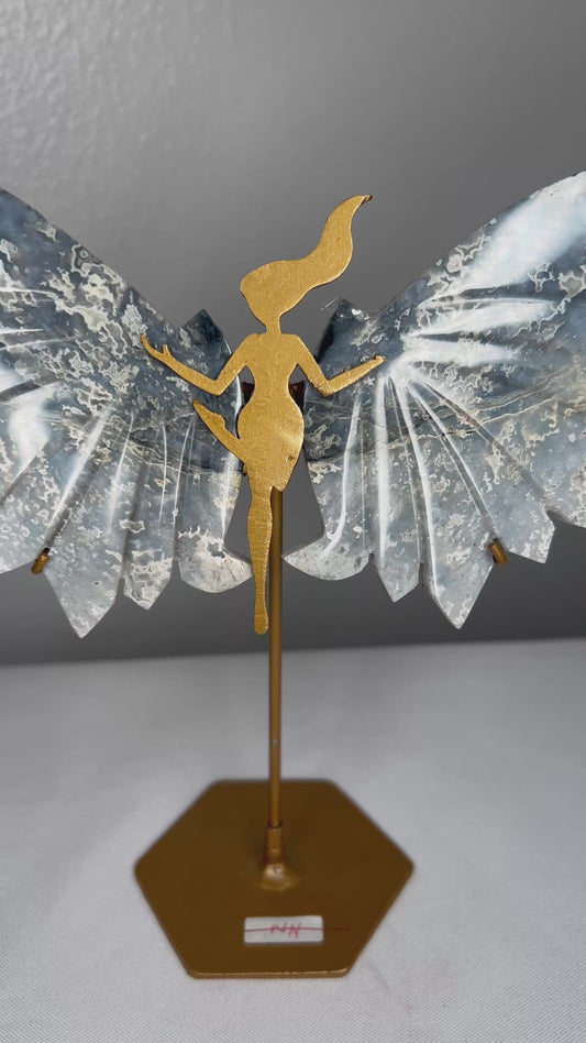 Blue Plume Agate Wings