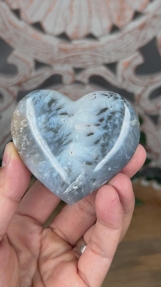 Rainbow Plume Agate Heart