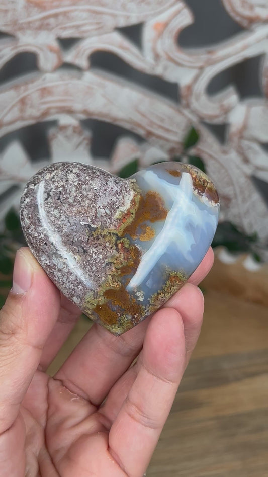 Scenic Moss Agate Heart