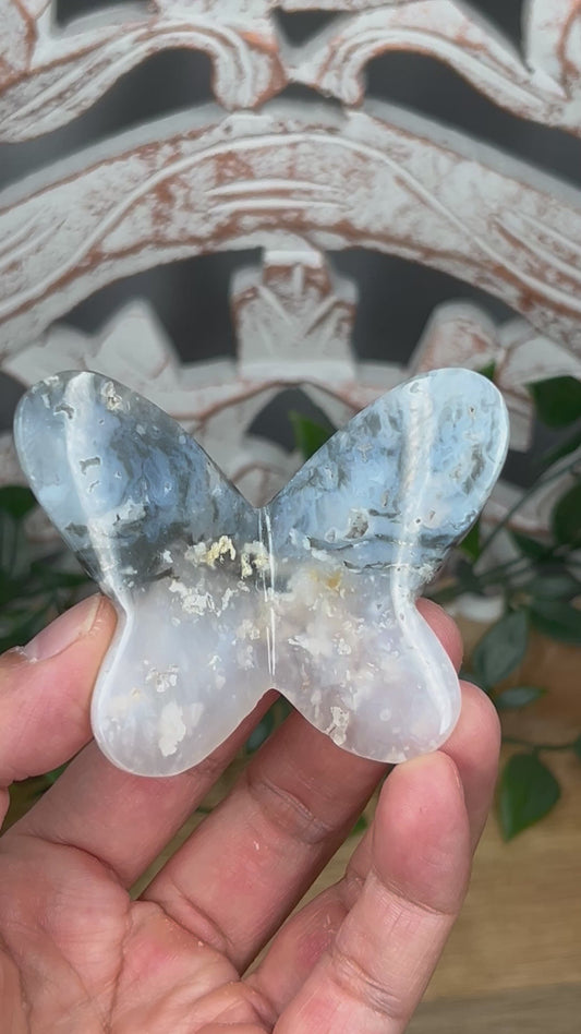 Rainbow Plume Agate 3D Butterfly