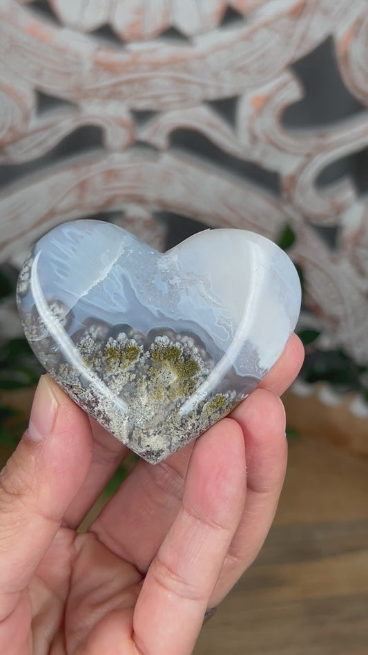 Scenic Moss Agate Heart
