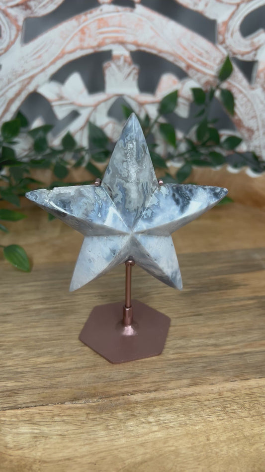 Blue Plume Agate Star