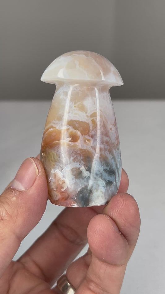 Rainbow Plume Agate Mushroom
