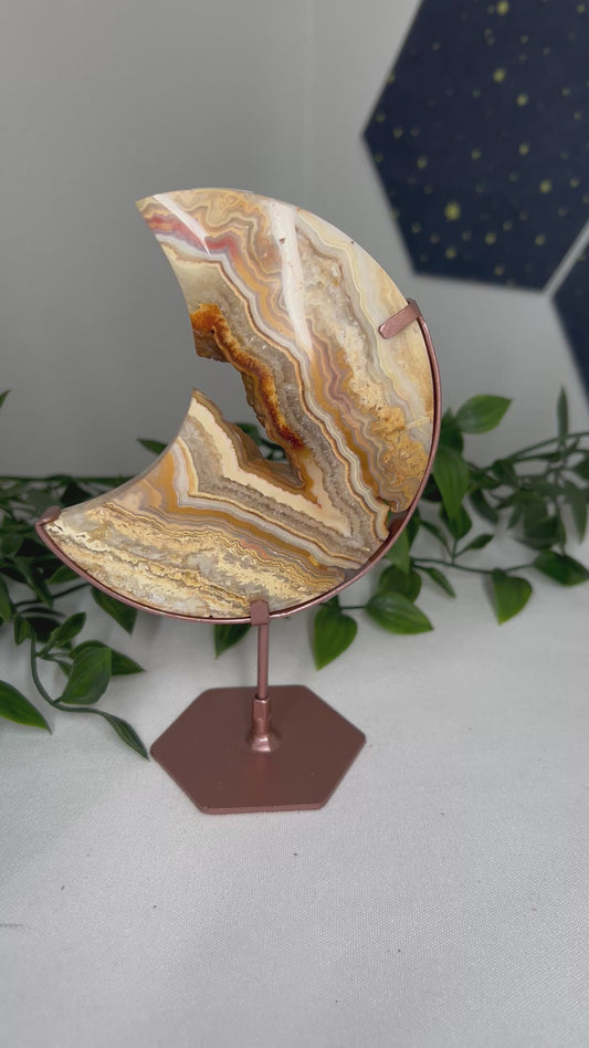Yellow Crazy Lace Agate Moon