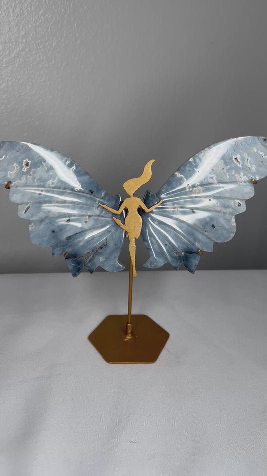 Blue Plume Agate Wings