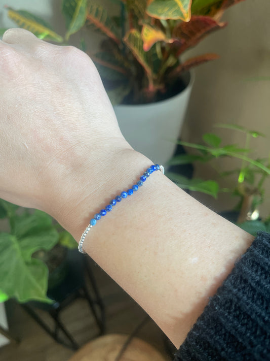 Stone & Silver Beaded Stretch Bracelet
