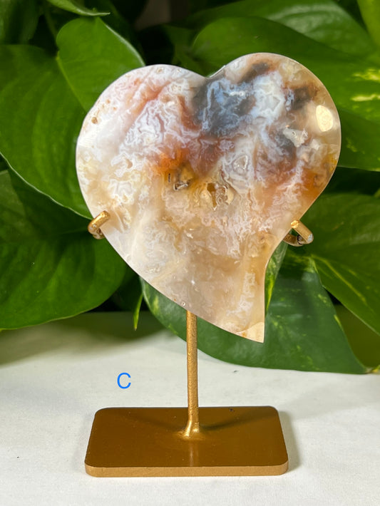 Rainbow Plume Agate Hearts