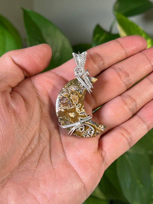 Ocean Jasper Moon Pendant